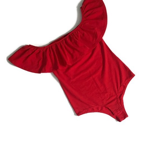 J.Crew Red Ruffle Bodysuit - Picture 5 of 7